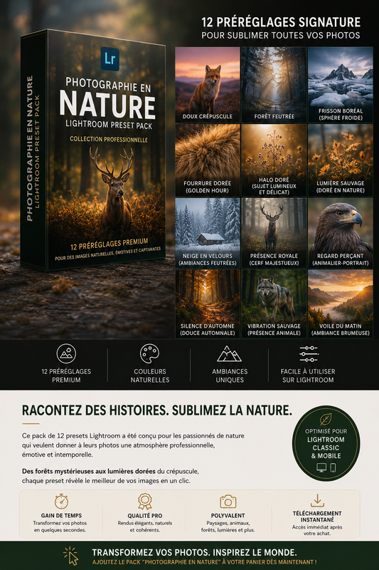 Pack Presets Lightroom – Photographie en Nature